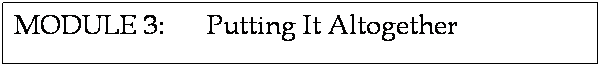 Text Box: MODULE 3:      Putting It Altogether
 
